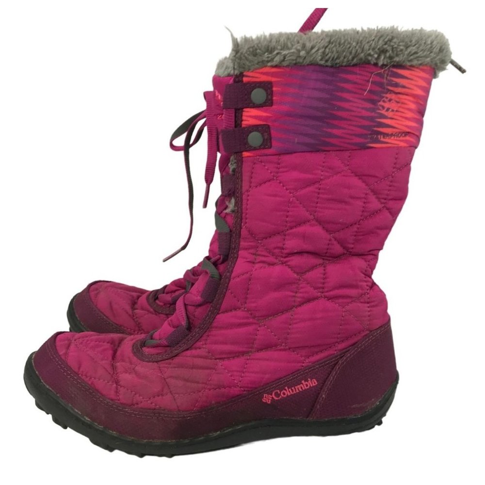 Columbia Womens Minx Mid Quilted Pink Faux Fur Lace Up Winter Snow Boots Sz 5 - Picture 4 of 9
